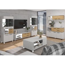 Mēbeļu komplekts LAMIR 3, Balts/Ozols artisan/Melns